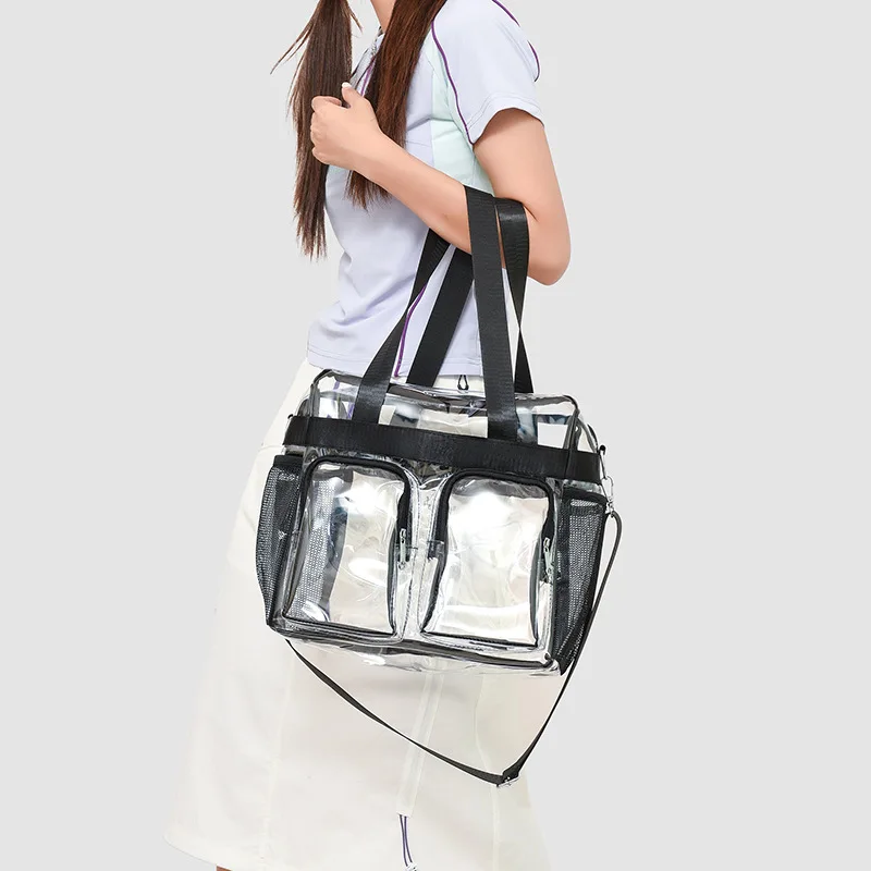 

transparent travel bag large-capacity handbag,men's and women's fashionable personalized shoulderbag,waterproof oblique span bag