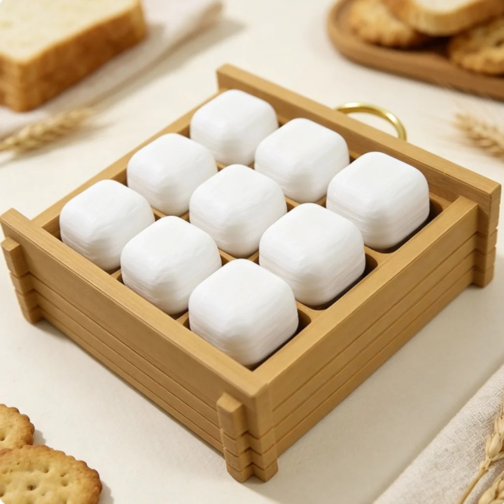 1PC 3D Printed Simulated Fermented Bean Curd Clicker Stress Relief Clickers 4-grids, 9-grids Key Chain Clicker Charm Figurine