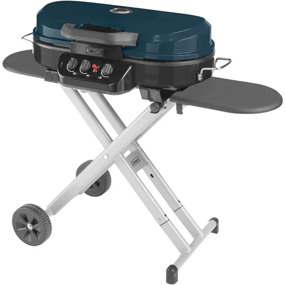 Portable Stand-Up Propane Grill, Gas Grill with 3 Adjustable Burners & Instastart Push-Button Ignition; Great for Camping