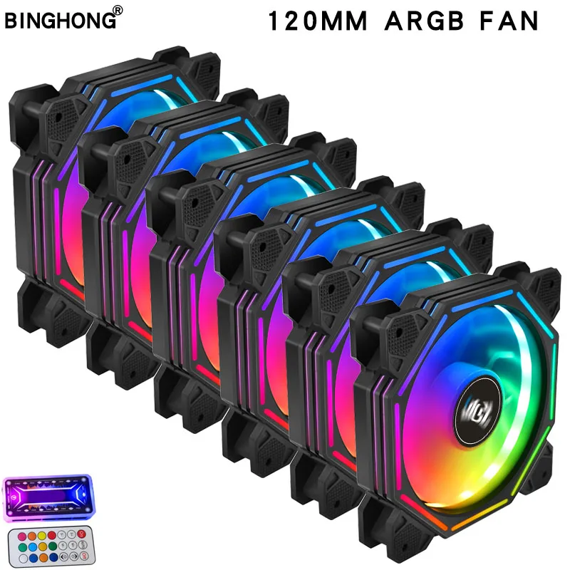 120mm case fan computer RGB cooling fan 6PIN color computer case remote cooling fan 5V 12cm ventilator