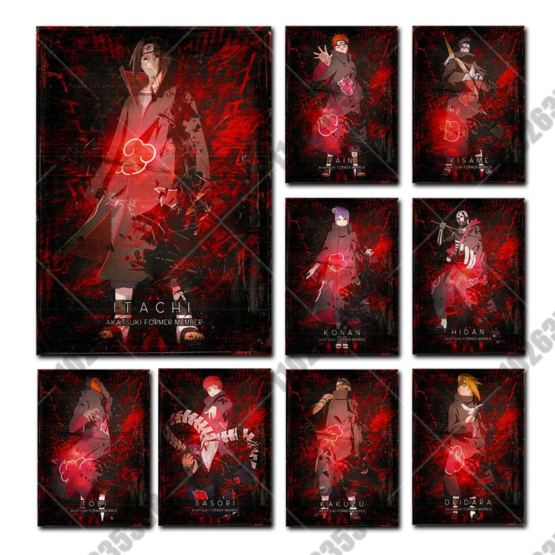 

Peripheral Naruto Poster Uchiha Sasuke Akatsuki Anime HD Home Decor Black and Red Abstract Wall Art Oil Painting Canvas Painting