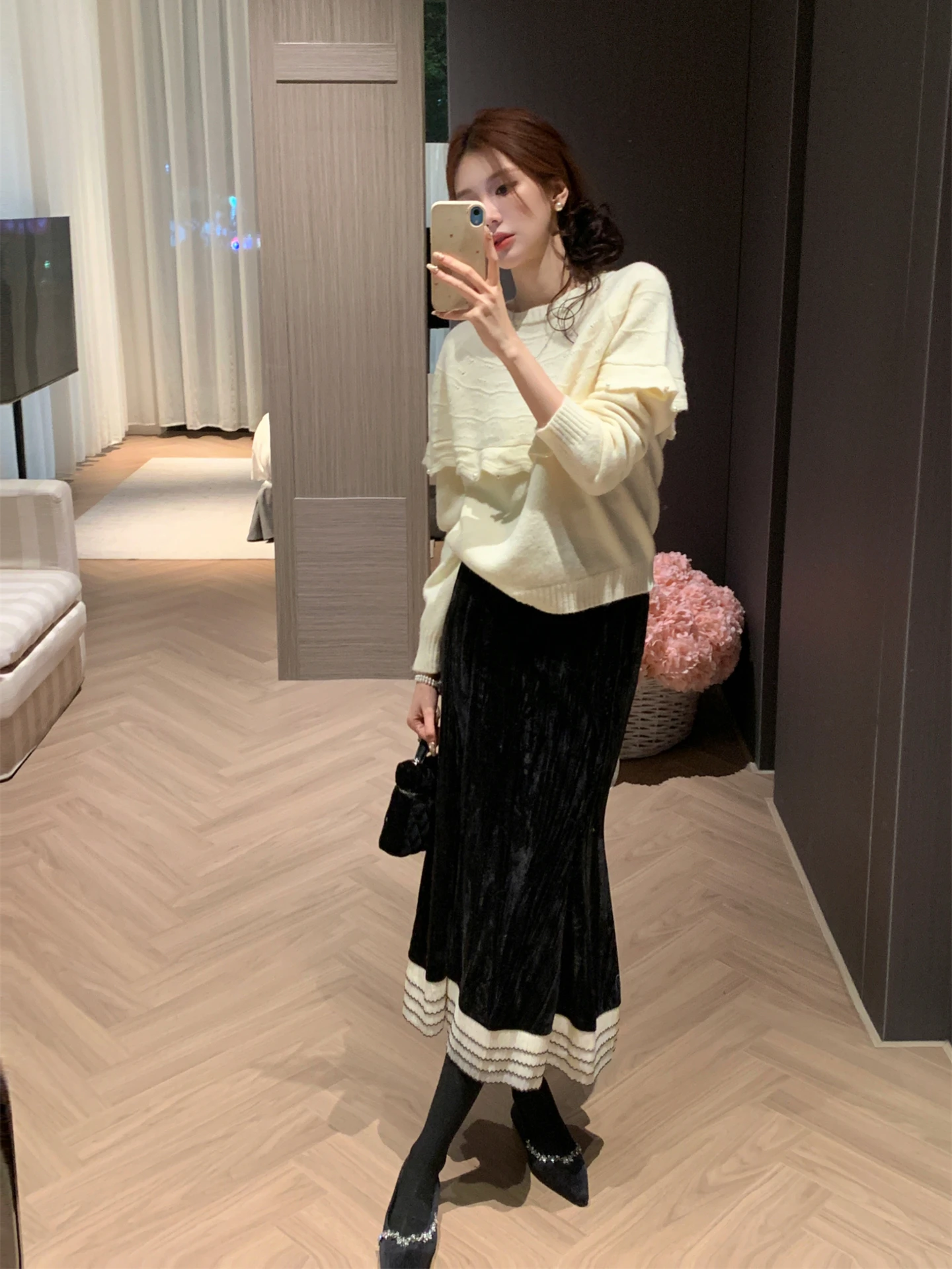 

Женская облегающая юбка-карандаш из вельвета с высокой талией, винтажная, для офиса, из полиэстеровой смеси