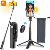 Xiaomi Black Double Lights Selfie Stick Tripod Multifunctional Charging Remote Control Reinforced Live Streaming Stand