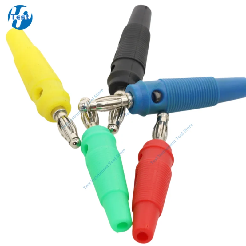 5pcs 4mm Silver Plated Banana Plug Audio Speaker Connectors Set Red Black Green Yellow Blue - Speaker Terminals
