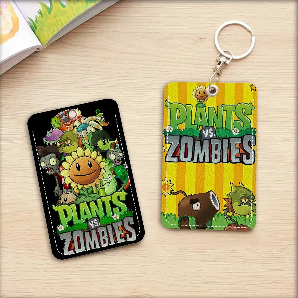P-Plants vs Z-Zombies Cute Cartoon Inteated Elevator Card Acc Control Card Keychain Protective Cover Gift Keychain