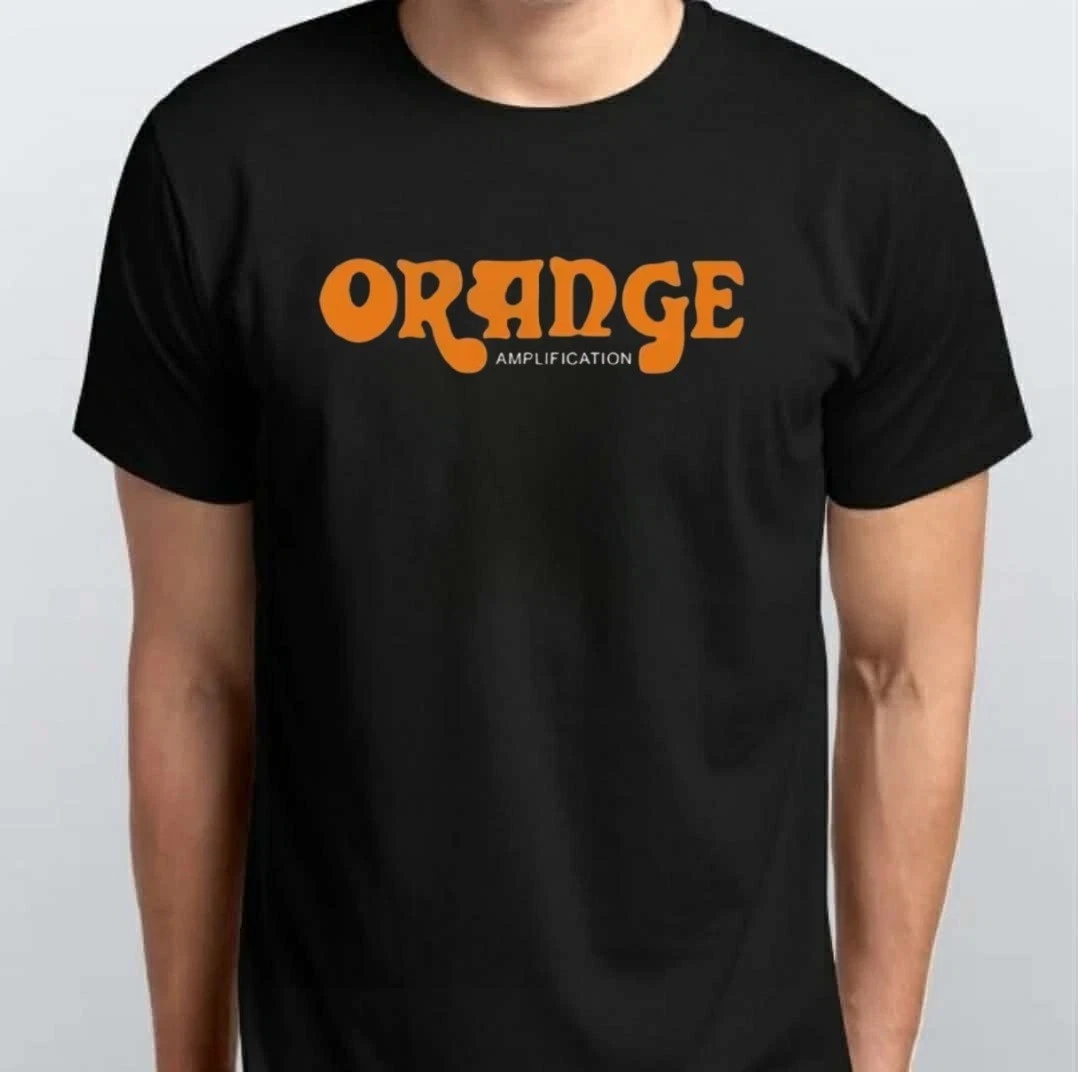 Orange Amplification Loose Casual Retro T-Shirt Couple All-Season Pure Cotton Streetwear Shirt  harajuku men clothing