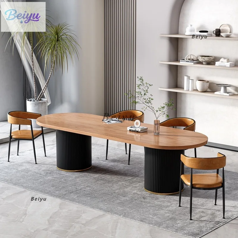 

Креативный небольшой конференц-стол из цельного дерева, скандинавский длинный стол, верстак, простой современный журнальный стол, учебный стол