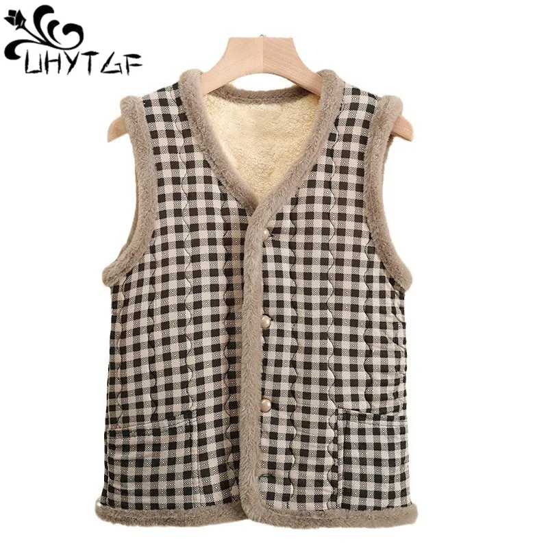 

Middle-Aged Elderly Autumn Winter Vest Women Sleeveless Parker Coat Female Print Plush 5XL Large Size Waistcoat Cotton Jacket570