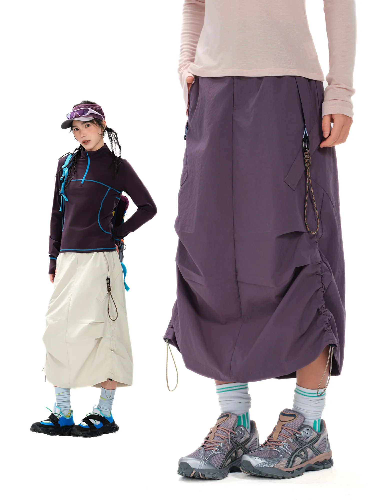 Drawstring Skirt Women Outdoor Adjustable Pleats Mountain Hiking Waterproof Quick Dry Cargo Skirt Streetwear Y2k Fashion Skirts