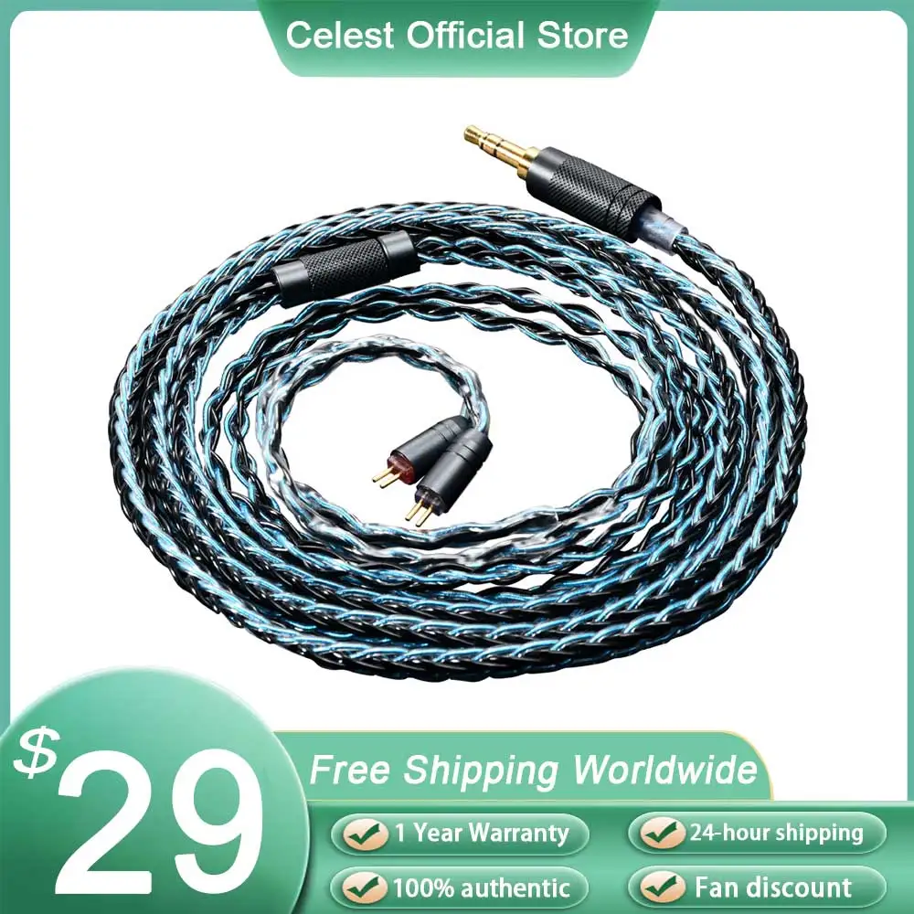 

Celest Lara Headphone Upgrade Cable 3.5mm Aluminum Detachable Plug Copper 0.78 2pin IEMs For Hifi Music Earphone Wired Headset