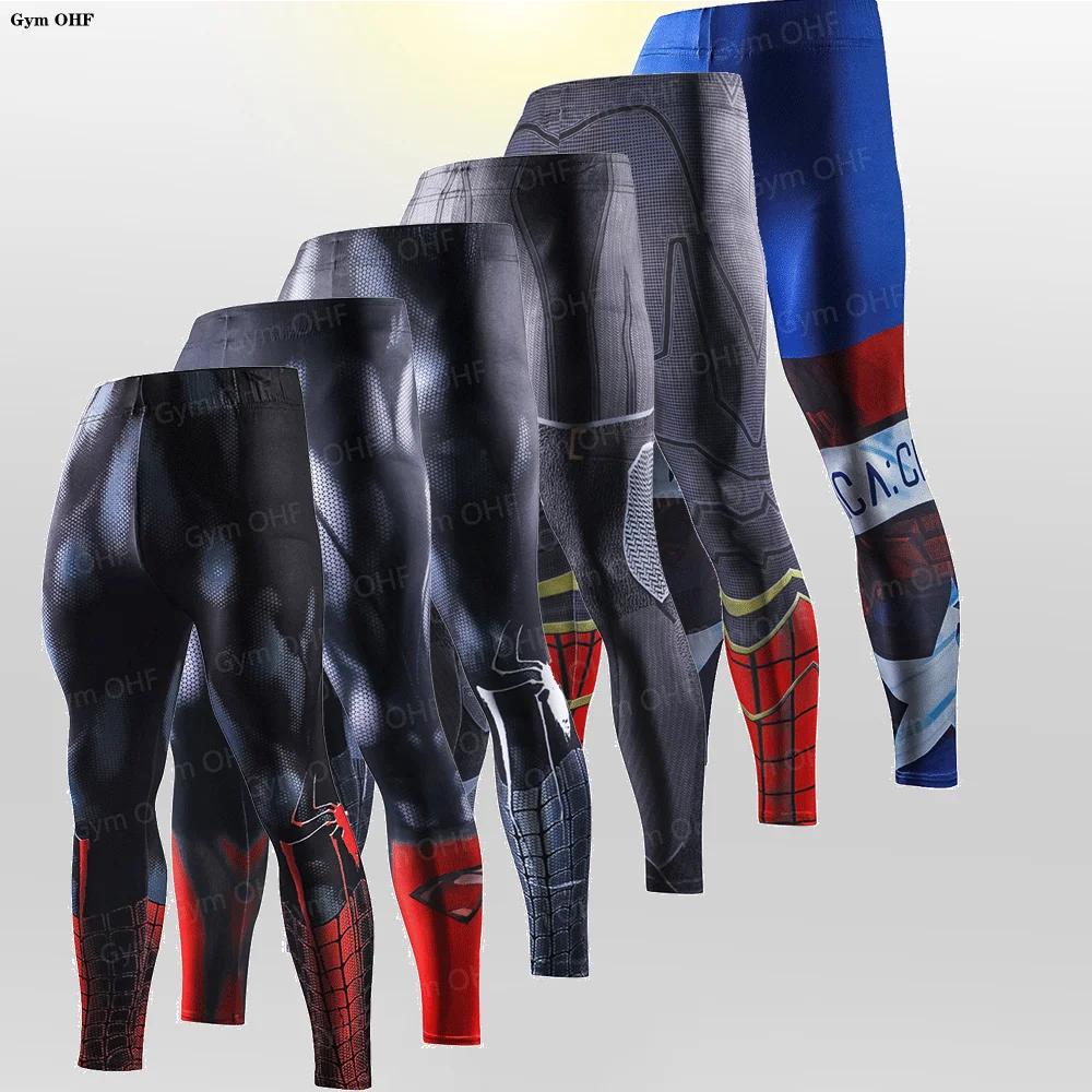 Compression Pants Men Gym Fitness Running Jogging Workout Training Trousers Men Super Hero 3D Printing Mens Leggings Rashguard