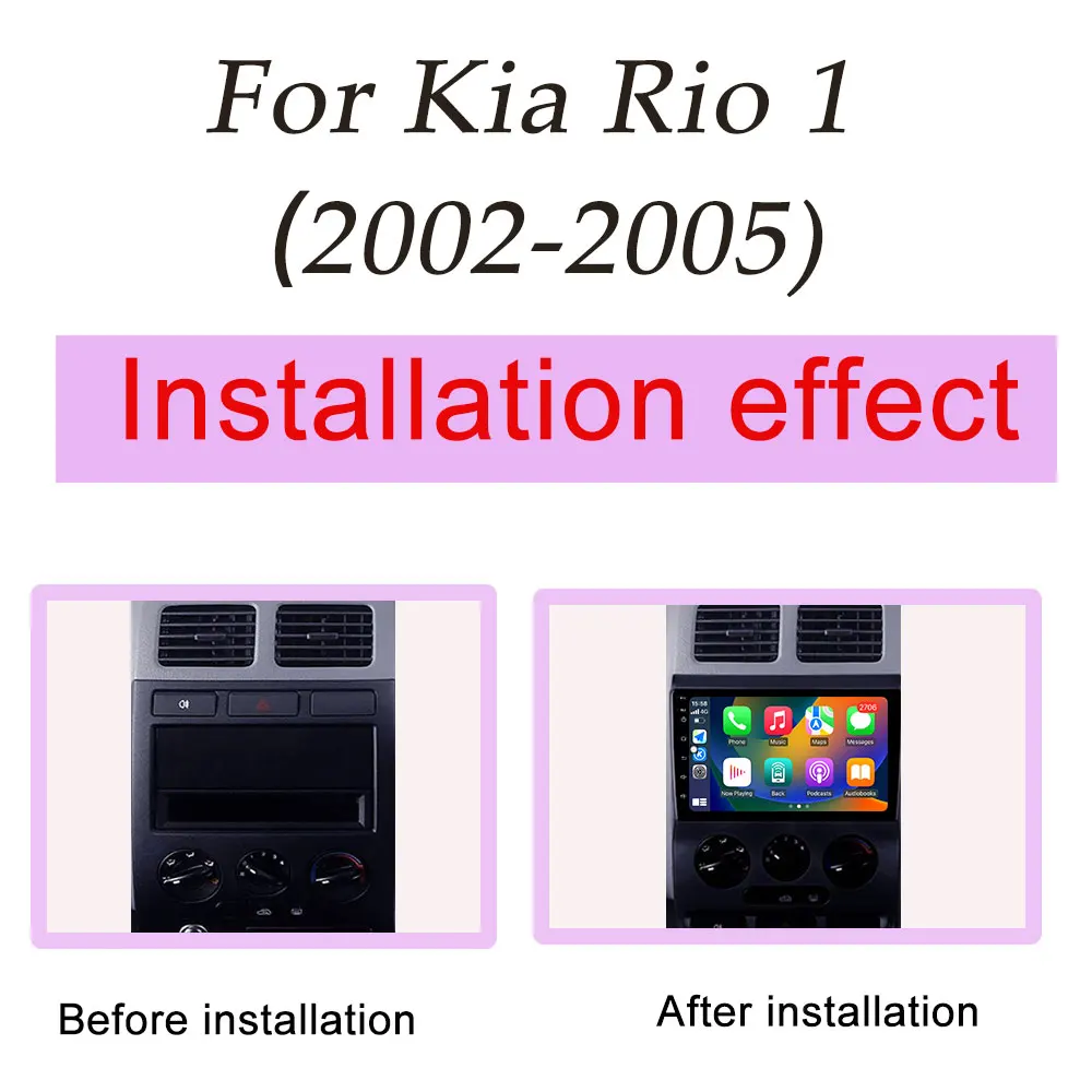 DSP Stereo Car Radio Video Audio Multimedia Player for Kia Rio 1 2002 - 2005 QLED Screen CarPlay GPS Navigation BT Split Screen
