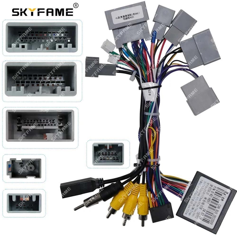 SKYFAME Car 16pin Wiring Harness Adapter Canbus Box Decoder Android Radio Power Cable For Honda Odyssey G-RZ-HD51