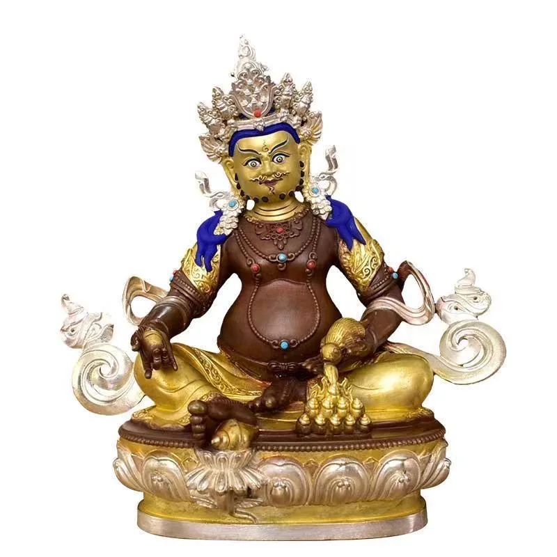 Nepal 5A High grade Good Buddha statue HOME Altar safety Yellow Jambhala fortune god Gold-plated bronze