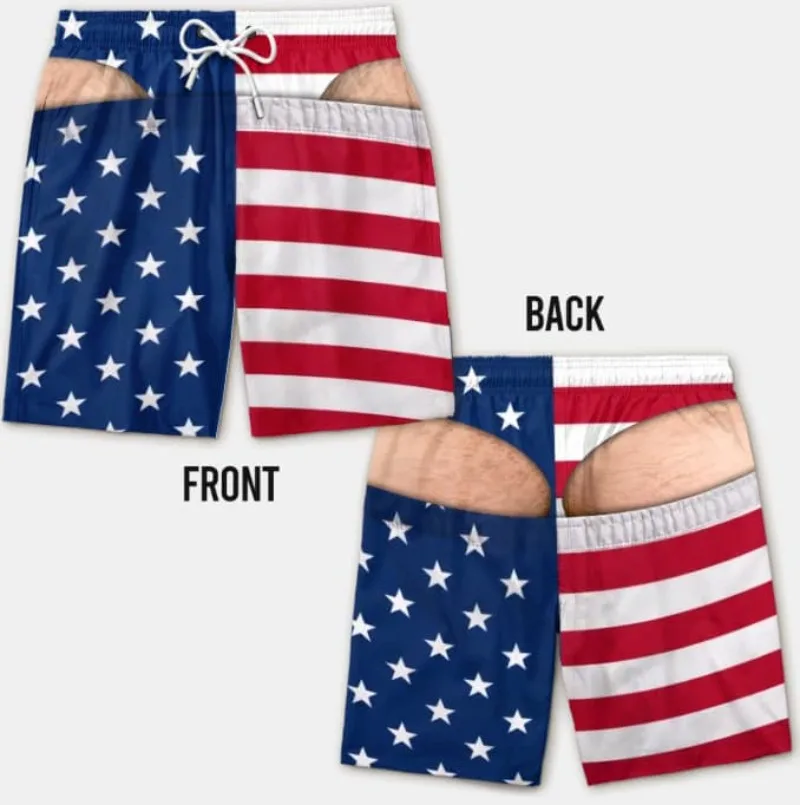 2026 Hot Selling Fun Party Men's Swim Trunks 3D Printed Faux Leather Summer Fashion Beach Shorts Fun Gift for Boyfriend/Husband
