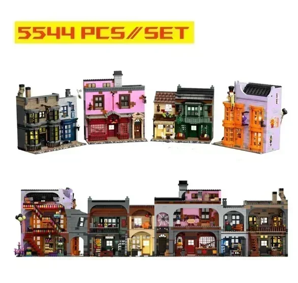 with 14 Mini Figures 5544 Pcs Magic Movie Diagon Alley Building Blocks Bricks Model Christmas Birthday Toy Gift Compatible 75978