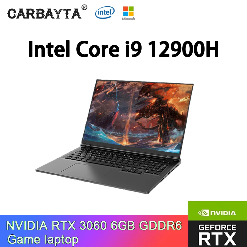 Max 64GB Rom 16 Inch 2560x1600 IPS Gaming Laptop I9 12900H NVIDIA RTX 3060 6GB Fingerprint Notebook Windows 11 10 Pro Pcie Nvme