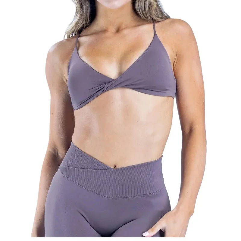 Vision Twist Front Sports Bra for Women High Support Seamless Push up Yoga Gym Workout Fitness Top