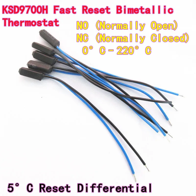5PCS KSD9700H Temperature Control Switch (Thermostat), JRMB Series, 0°C–120°C, NO/NC, Fast Reset & Fast Recovery Type