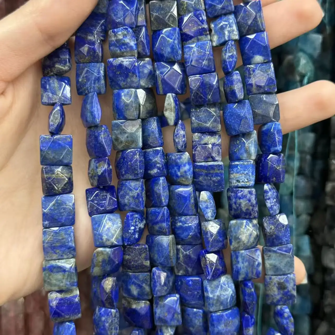5x10Mm Natural Stone Square Cut Crystal Square Lapis Lazuli Blue Amethyst Loose Beads DIY Bracelet Necklace Jewelry Wholesale