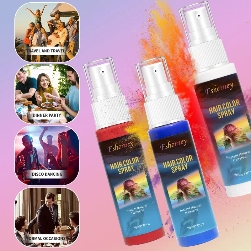 Washable Dye Spray Temporary Hair Color Instant Gray Cover Non-Damaging Styling Makeup Hair Coloring Spray