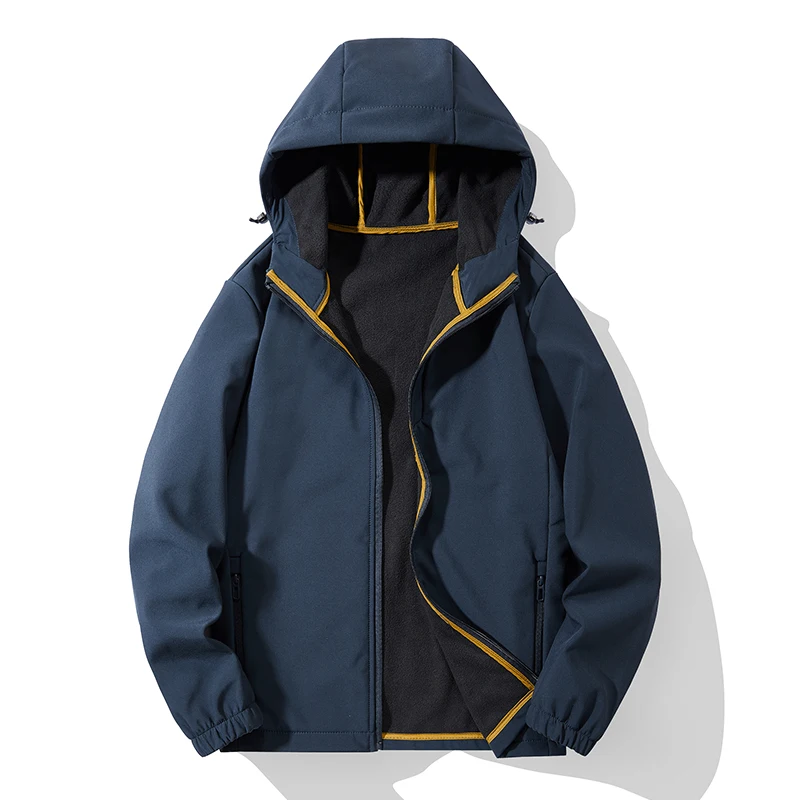 Gorasion New Men's Winter Outdoor Windbreaker Fashion Hooded Jacket Sports Mountaineering Suit Texturing Men's Casual Coat