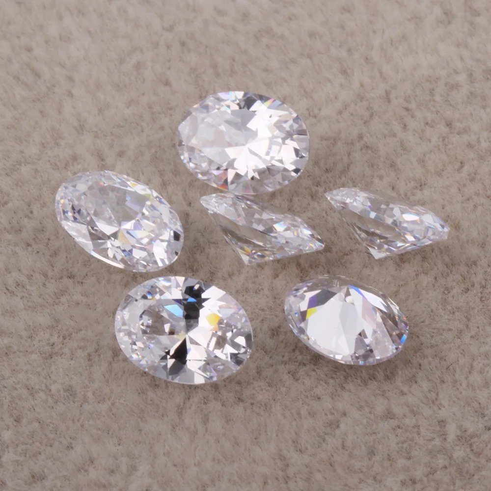 5A CZ Stone Oval Shape White Cubic Zirconia 3*4mm~13*18mm Oval Cut Synthetic Gems For Jewelry