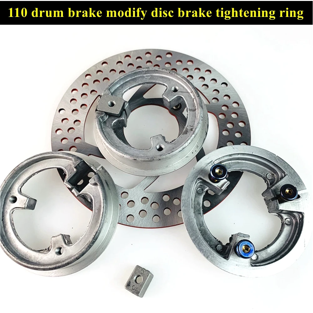 110mm Motorcycle Rear Drum Brake Disc Brake 70mm Hole Conversion Tightening Ring for 220mm Disc Electric Scooter E-bike Moped