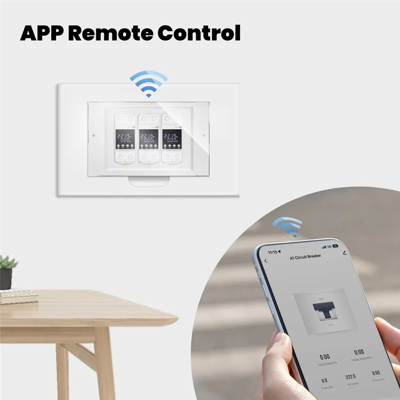 ABKQ-Tuya Wifi Slimme Stroomonderbreker 80A-Alarm Drempel Set Elektriciteitsmonitor V0 Brandwerende Brandvertragende APP Controle
