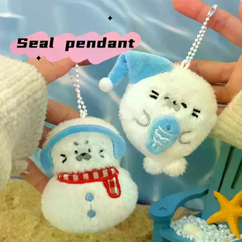 Cartoon Plush Little Seal Doll Keychain Fun Sea Lion Seal Animal Doll Stuffed Toy Decor Backpack Decoration Pendant Gift Cute