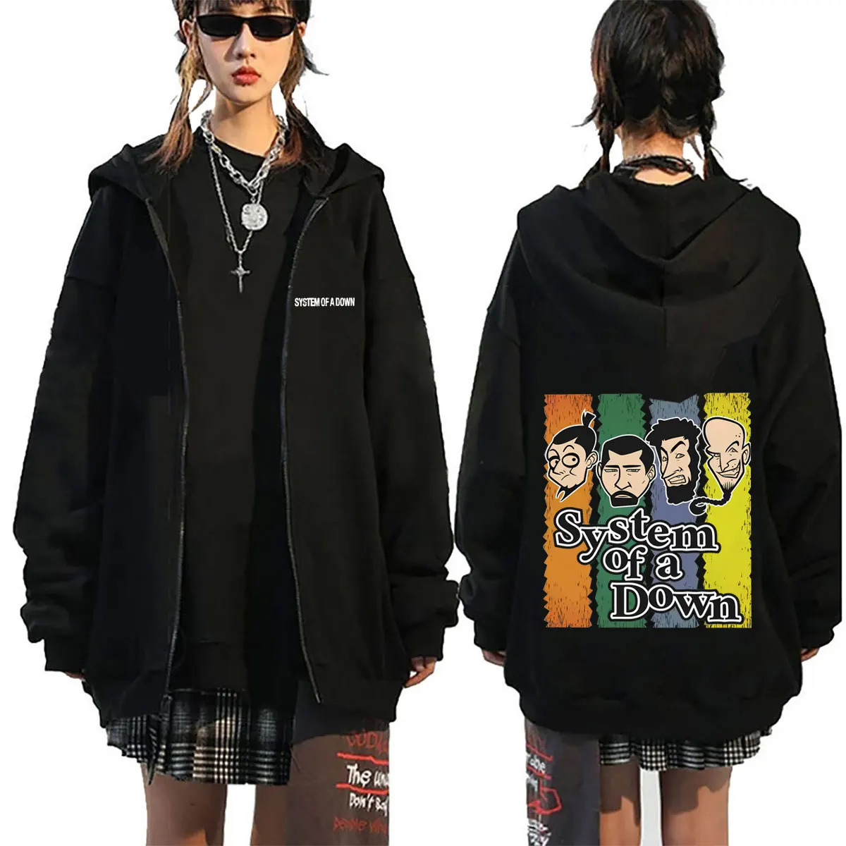 System of A Down Zipper Hoodie Autumn Winter Men's Rock Alternative Metal Zip Up Sweatshirt Men Women Fashion Zip Up Jacket Coat