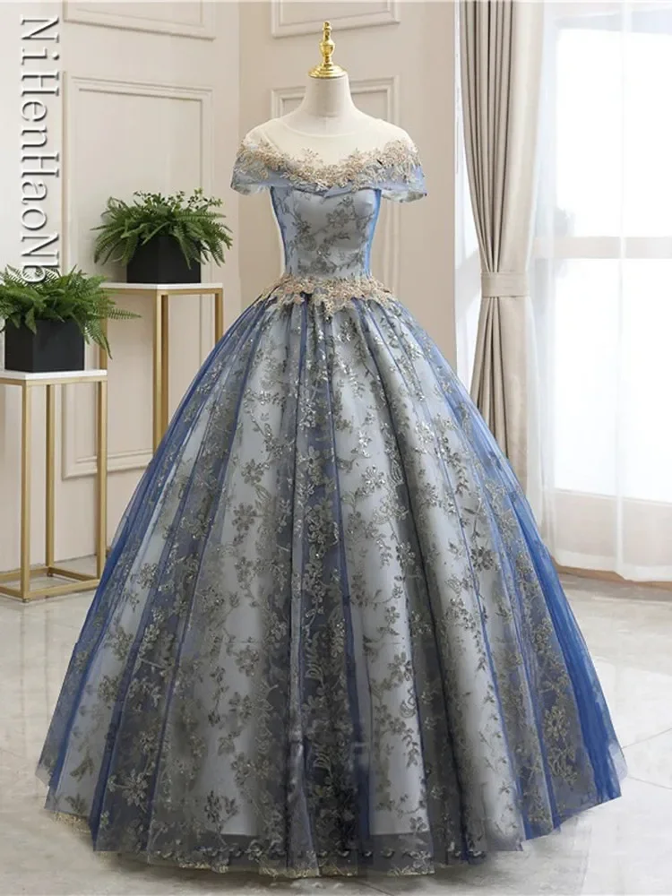 Luxury Black Quinceanera Dresses Short Sleeve Ball Gown Princess Vestidos De 15 Anos Quinceanera