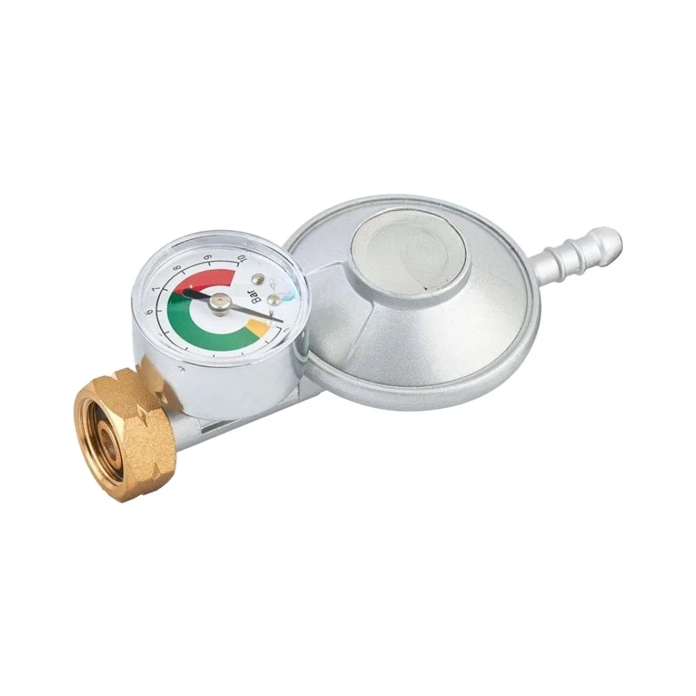 30 For mbar Zinc Alloy and Copper Pressure-Reducing Valve with Onboard Pressure Gauge for Safety-Critical Environments