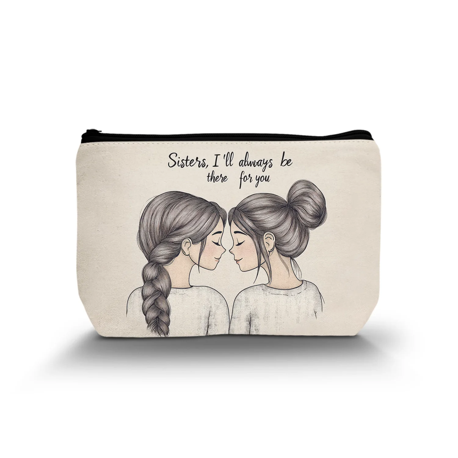 1Pc I'Ll Always Be There For You Makeup Bag Gift For Sister Family Bonding Gift Reusable Cosmetic Bag With Zipper 8.66X5.51Inch