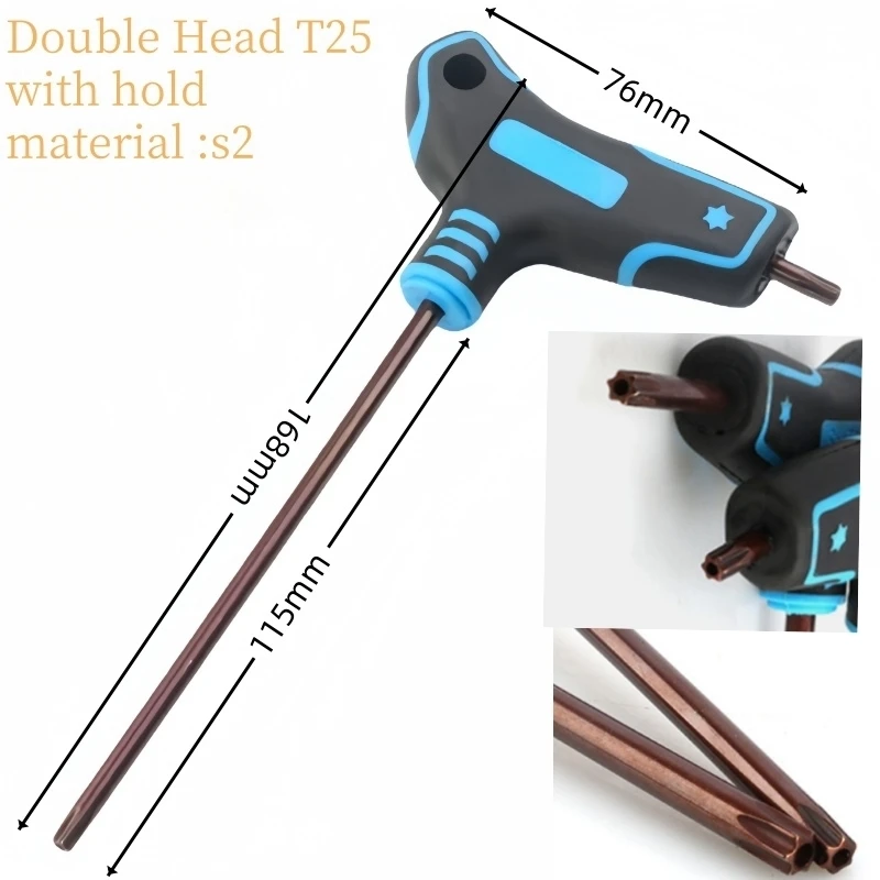 1PCS T25 Wrench MTB Road Bicycle Allen Key T-Type PP Plastic Handle Torx25 T25 Wrench S2 Tool Set Wrench Tools Bike Repair Kit