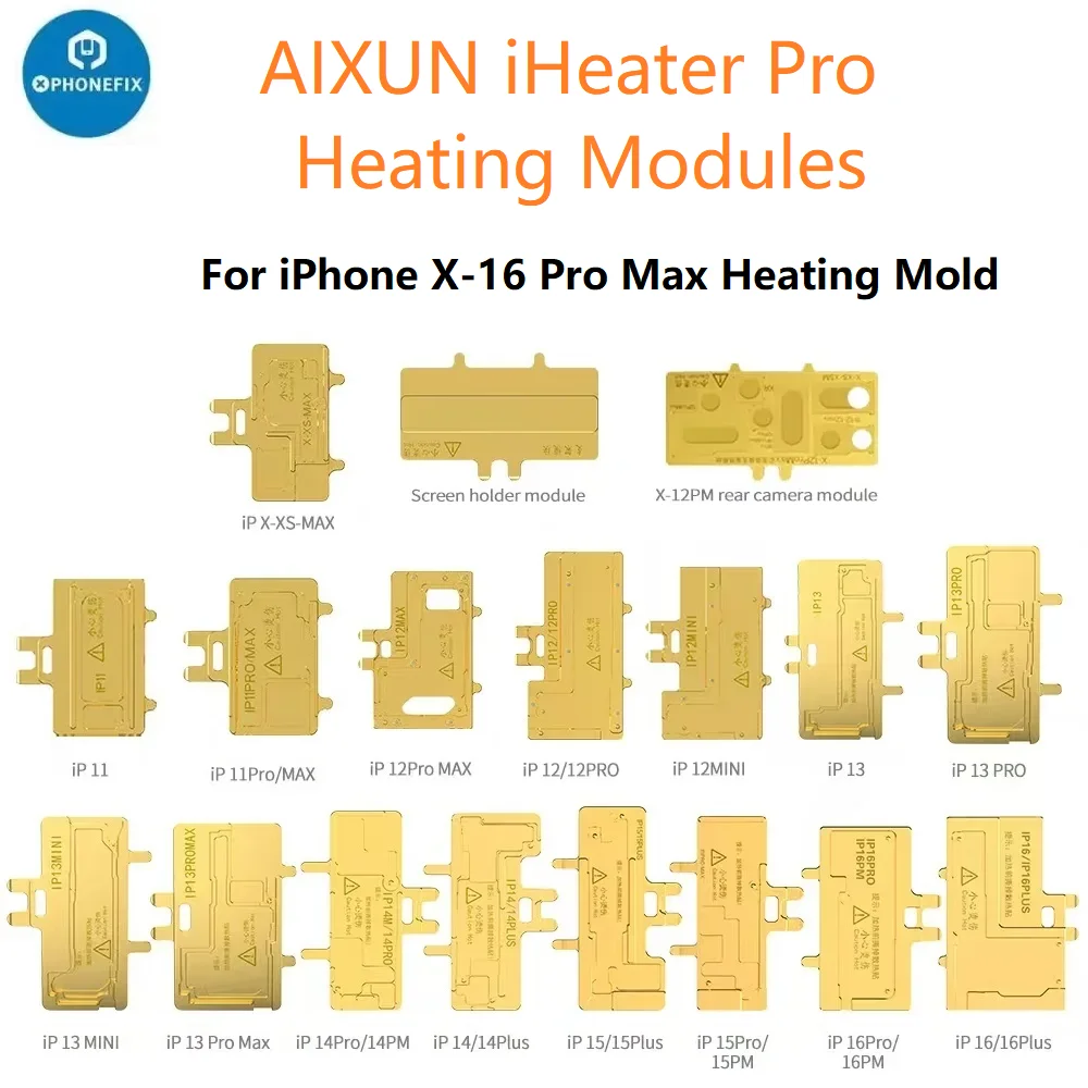 Aixun iHeater Pro Heating Modules Screen split Rear Camera Heating Mold for iPhone X 11 12 13 14 15 16 Pro Max Repair Mold