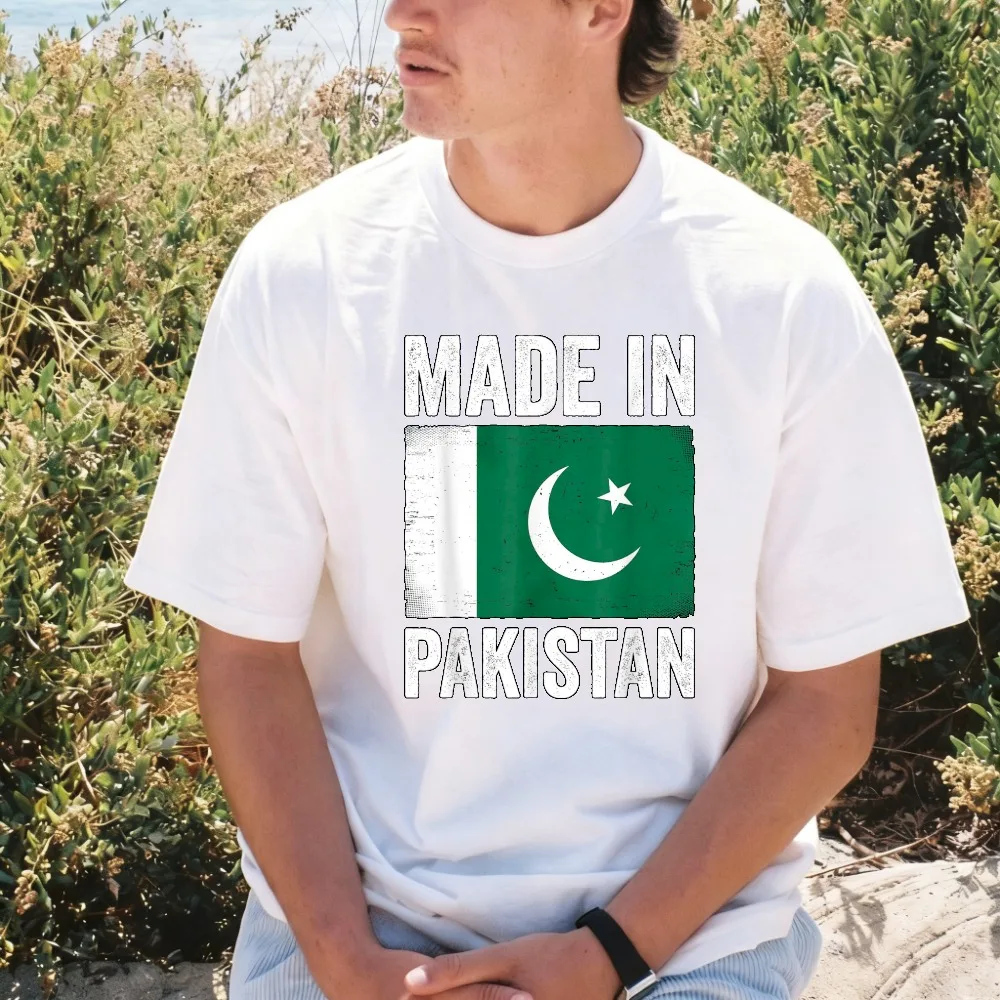Made in Pakistan Funny Pakistani Flag Pride T-Shirt Casual Fsahion Loose Cotton Summer Short Sleeve Man Women Clothing