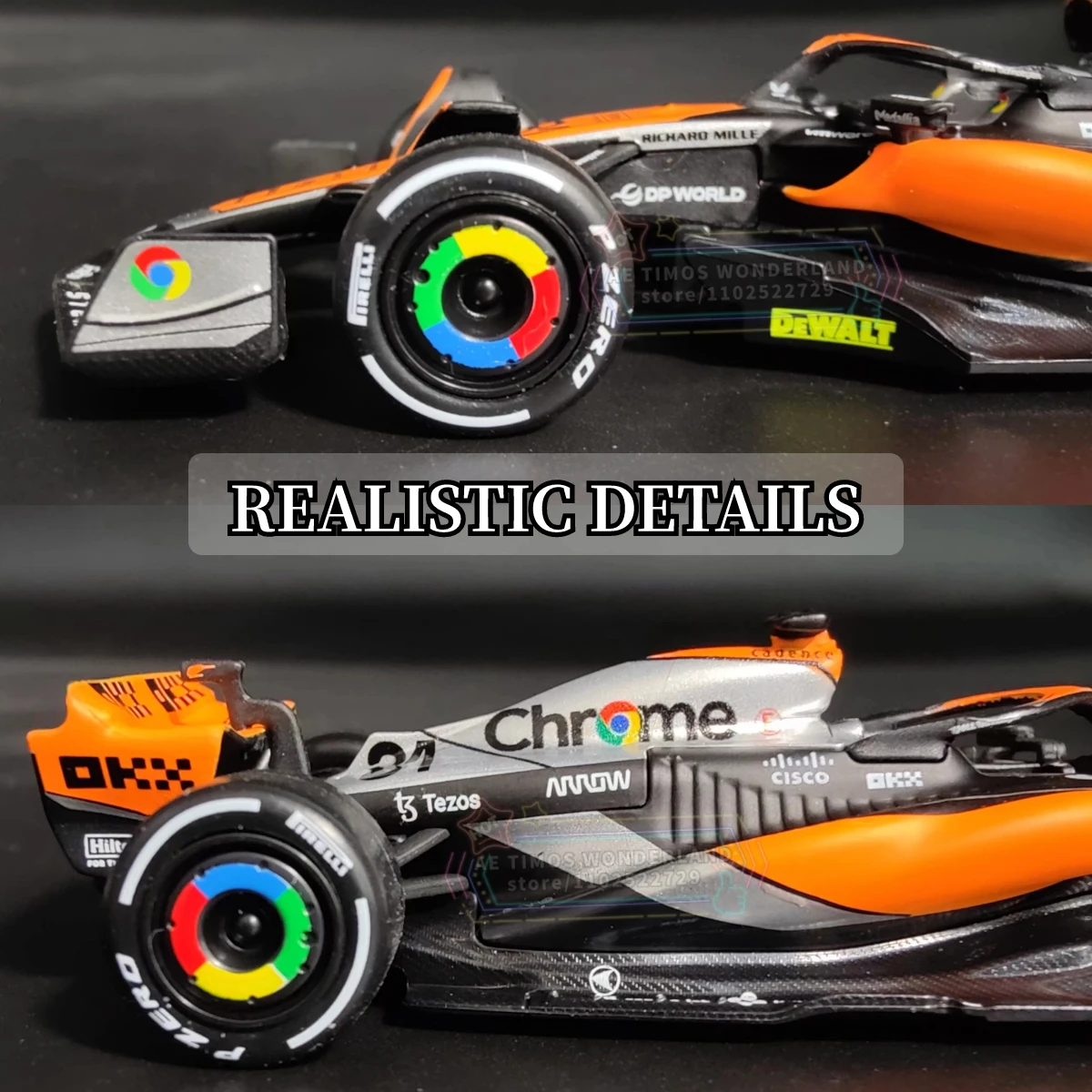 Bburago 1:43 F1 2023 Mclaren MCL60 Car Model Piastri Norris Signature Showcase Formula 1 Toy Miniature Replica Xmas Gift