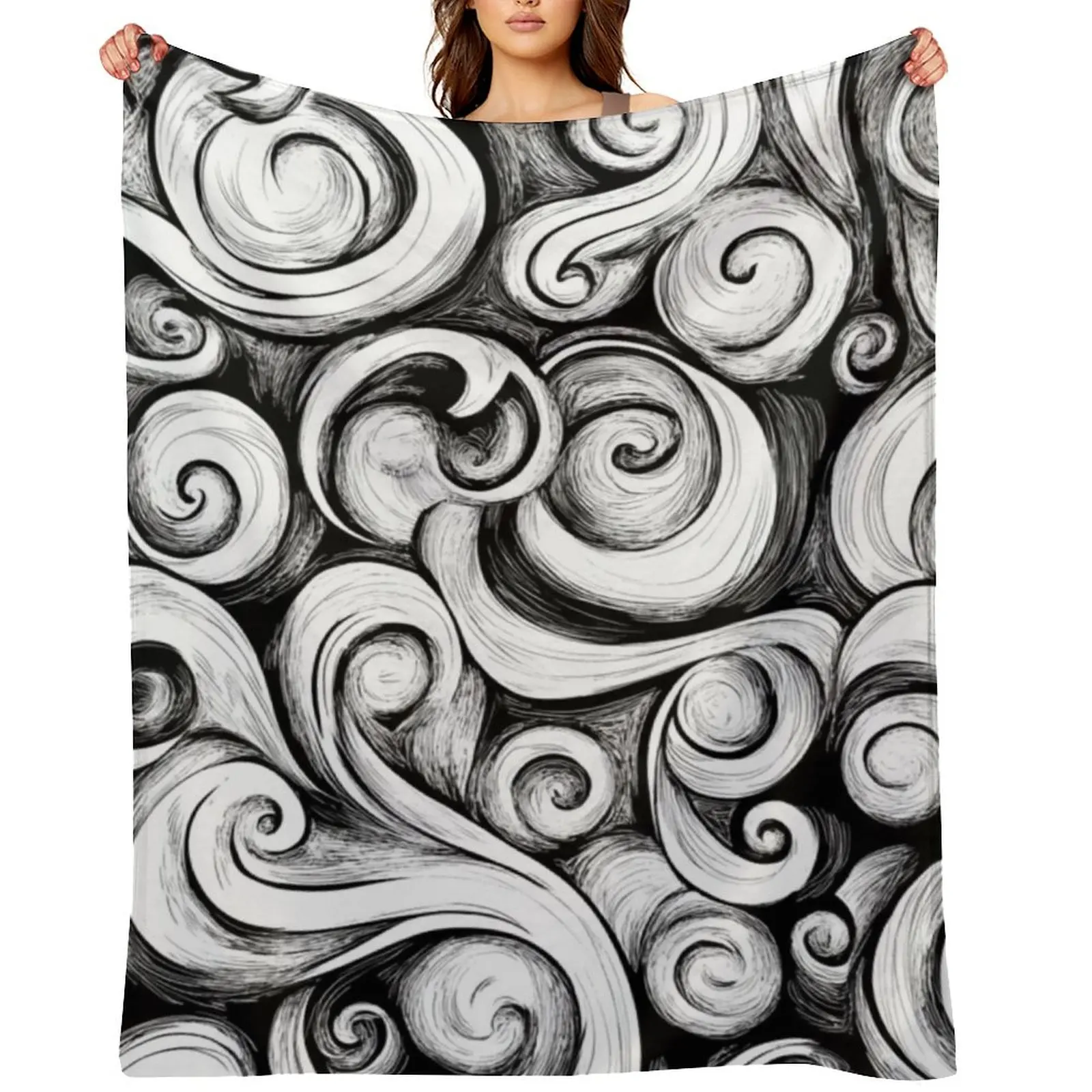 

New Zealand Māori Paua Pattern Koru Design 70 Throw Blanket For Sofa Thin Luxury Throw decorative Plaid Blankets
