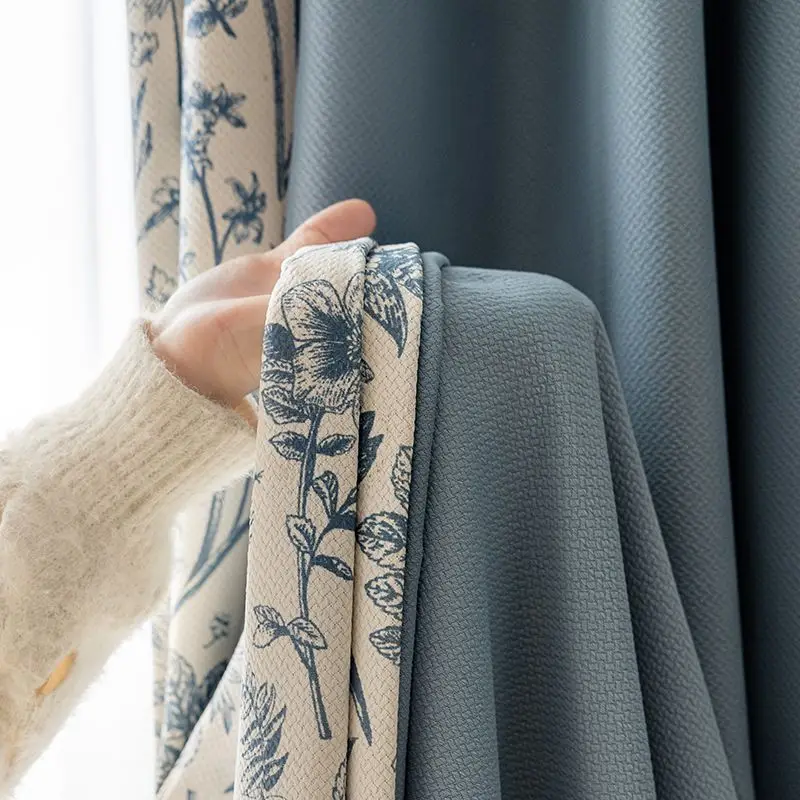 French Retro Living Room Bedroom Blackout Curtain Home Light Luxury Cream Curtains Solid Color Sunscreen Cotton Linen Drapes