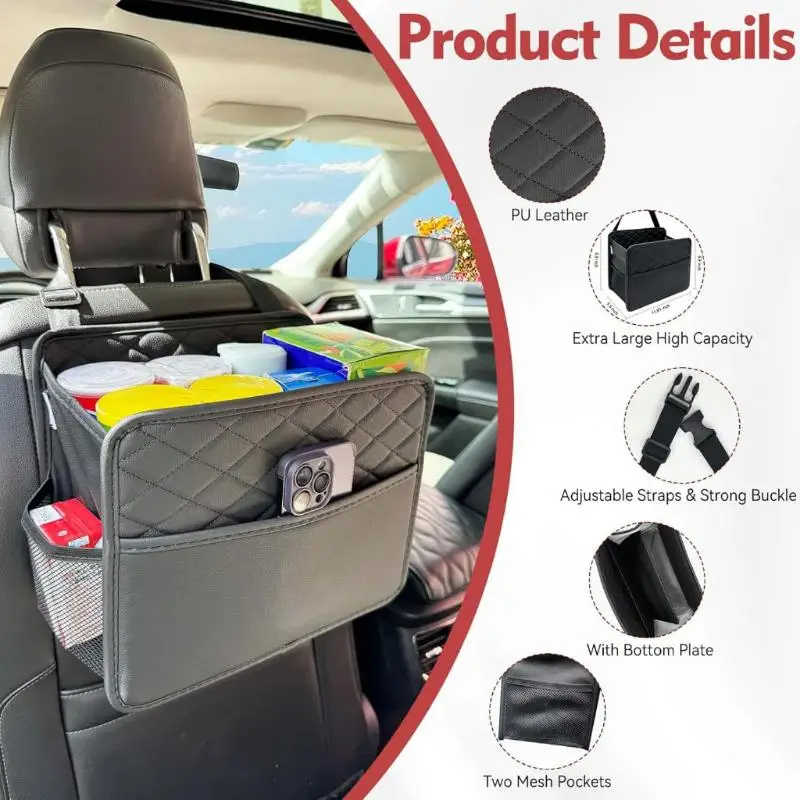 Lightweight Leather Car Seat Back Hanging Organizer Multi-Pocket Portable Storage Bag for Travel Outdoor Activities Use