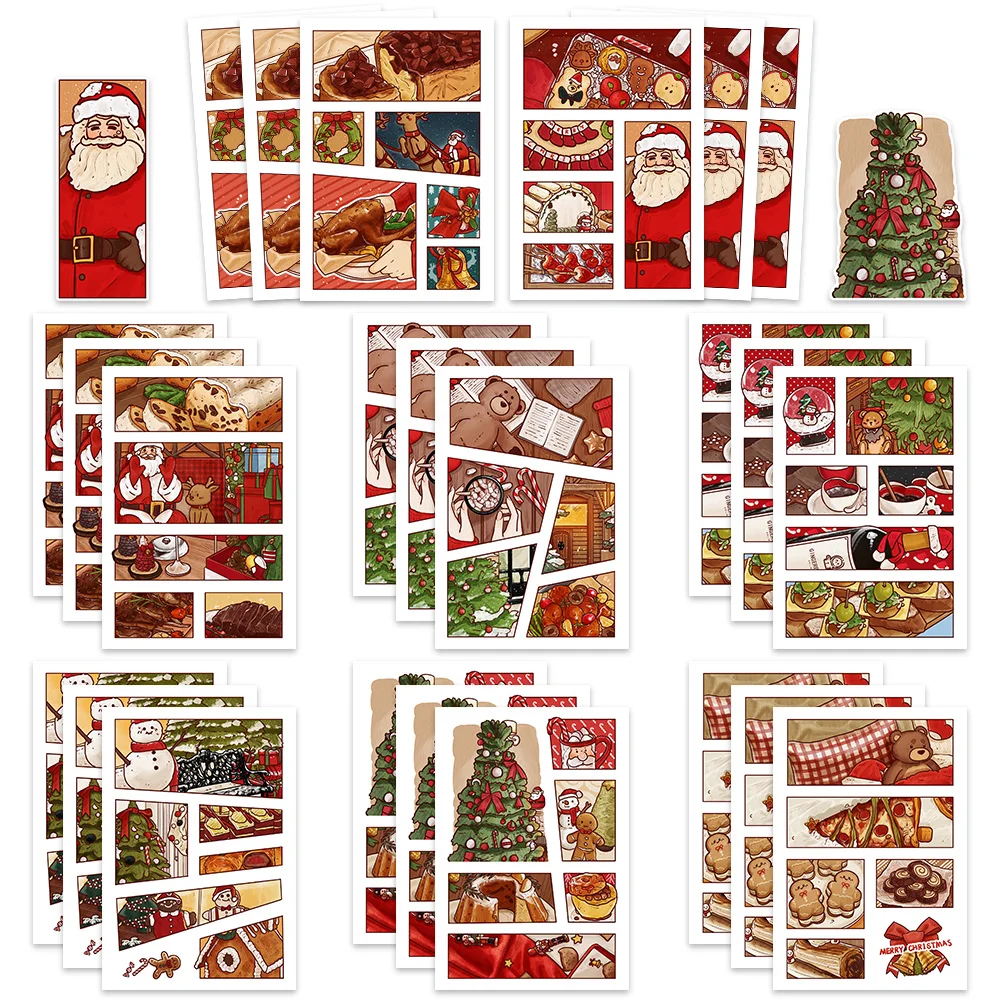 8/16/32Sheets Cartoon Christmas Diary DIY Puzzle Stickers Dress Up Game Face Funny Assemble Stickers Kids Boys Toys Girls