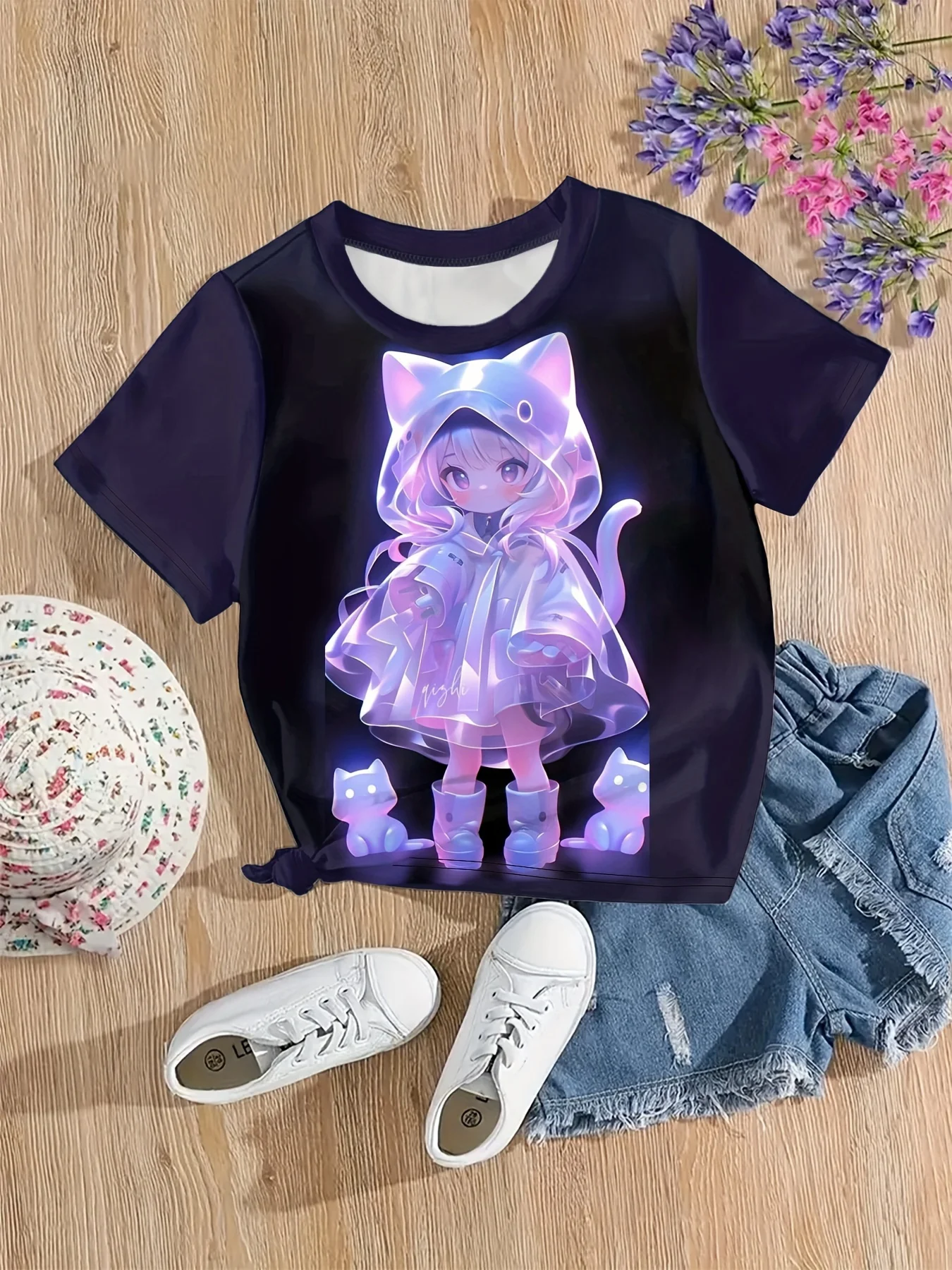 2024 New Fashion Lovely Anime Girl Graphic 3d Printed T shirt Kids Adults Casual Round Neck Short Sleeve T Shirt Tops Clothing