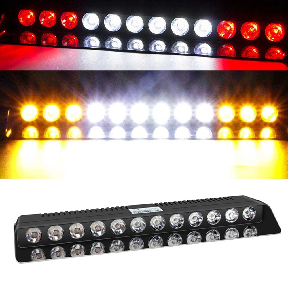 12V LED Strobe Light Bar 12 LEDs Roof Warning Light Suction Cup Car Light Universal for Car Pickup Dump Trucks