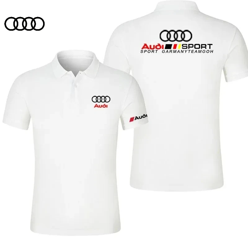 

2025 Brand Audi Printed Simple Business Men's POLO Shirt Breathable Short-sleeved Loose Lapel T-shirt Couple Racing Clothes