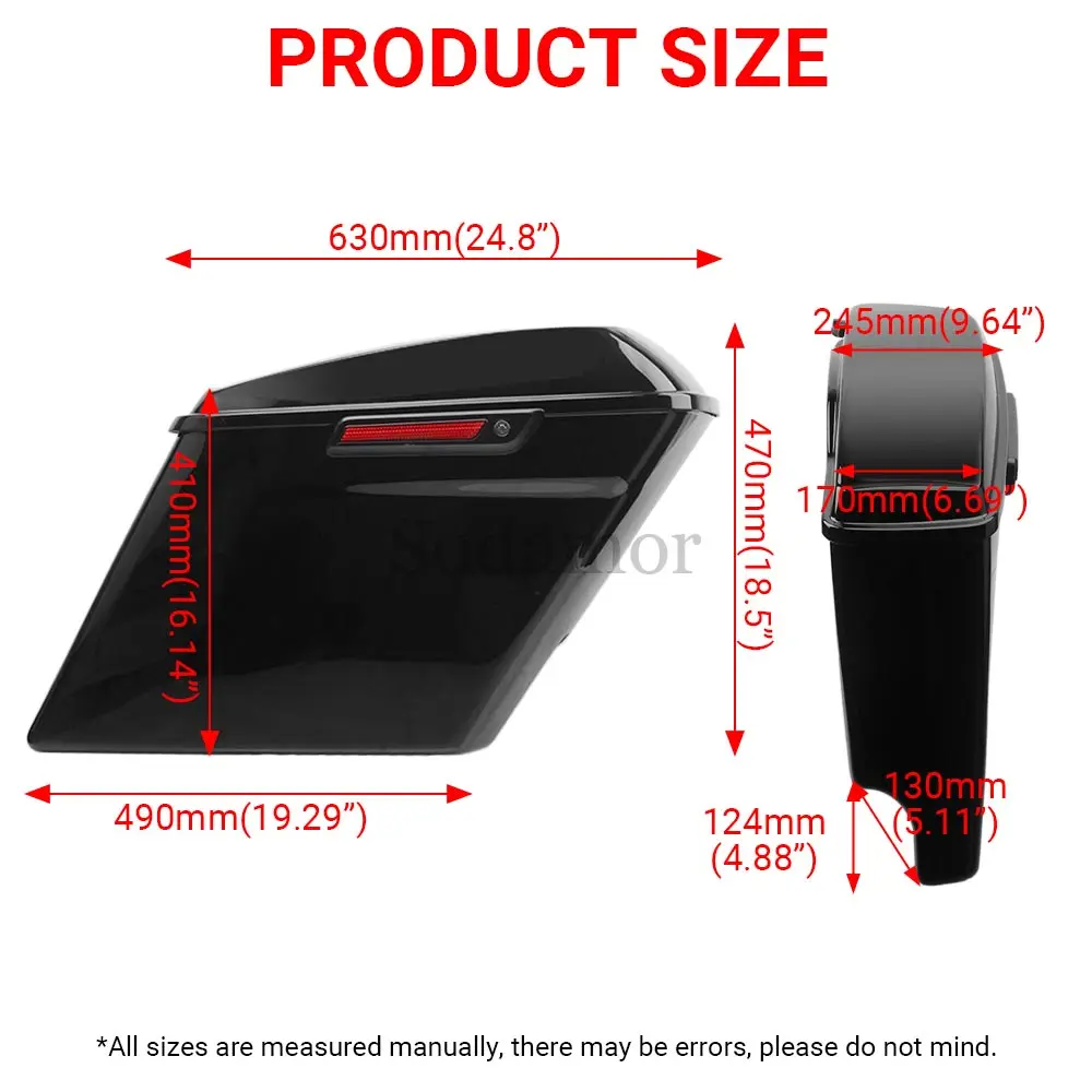 For Harley Touring Road King Electra Street Glide 2014-2025 Motorcycle Hard Saddlebags Trunk & Lids with Latch Keys Kit, Black