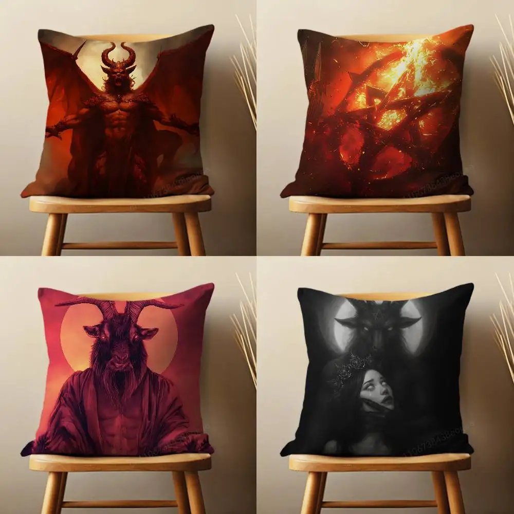 

Dark Devil Satan Art Throw Pillow Case For 45*45cm,55*55cm,30*30cm For Home Bedroom Decoration And Protector