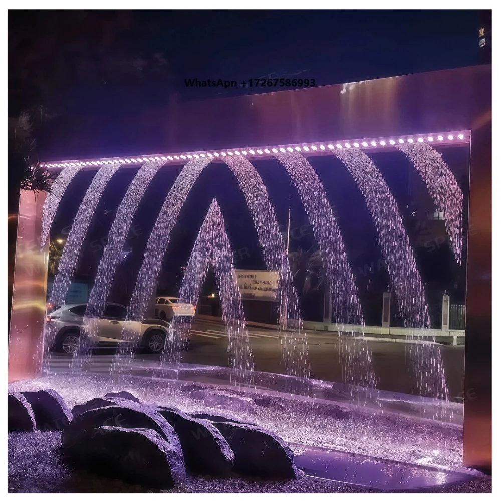 Digital Water Curtain Small Music Fountain Custom Water Fountain Outside Water Fountain Sync Light Show on Site Installation