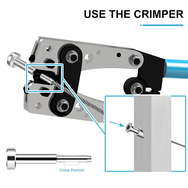 B84B-60Pack Invisible Cable Railing Kit,Sst316swage Tensioner And Terminal  For Cable Railing,For Wood/Level/Stair Post