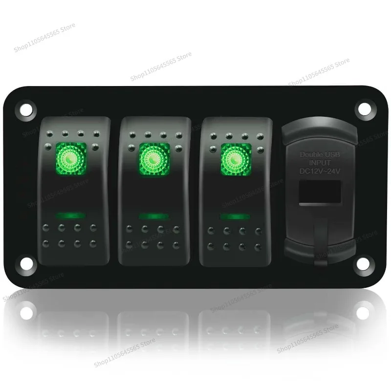 For 3 sets of toggle rocker boat switch USB panel, car ship ship RV truck modified 12V fast charging